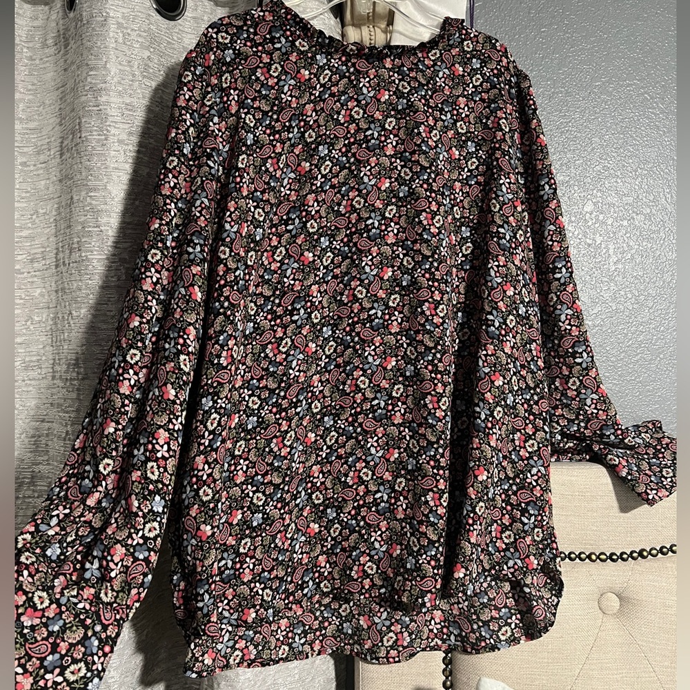 LOFT Tie-Back Floral Print Blouse